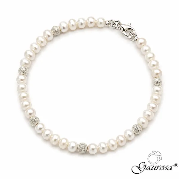 Bracciale Perle di Fiume e Sfere Diamantate